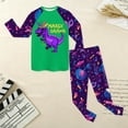 thumbnail image 3 of Pandaie 2-8Y Boys Girls Pajamas Set 2 Piece Kids Carnival Dinosaur Long Sleeve Sweatshirt Pullover Pants Cotton Fall Winter Cloths Outfits Green 6-7 Years, 3 of 5
