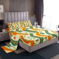thumbnail image 1 of YST Flowers Bed Sheets Set Full Size 4pcs, Simple Ripple Printed Room Decor Sheet Set, Gradient Florals Kids Girls Bedding For Bedroom, Yellow Green Retro Leaves Lightweight Bedding Set, 1 of 5