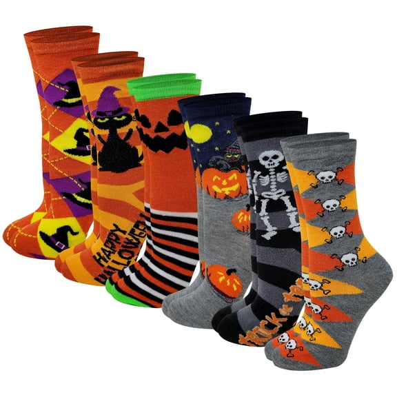 Sumona 6 pairs Womens Halloween Novelty Crew Socks