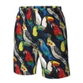 thumbnail image 6 of Uemuo Parrot Pattern Men's Swim Trunks Hawaiian Beach Bathing Suit Swimsuits Beach Quick-Dry Shorts with Pockets-, 6 of 9