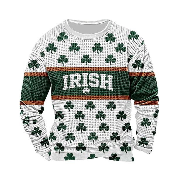 Tops para las Mujeres de Moda Otoño St Patricks Día Impresión Suelta Cuello Redondo Manga Larga Suéter Blusa, Tops de Trabajo Casual para las Mujeres