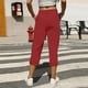 thumbnail image 5 of TaTaai Women's High Waist Linen Pants Elastic Drawstring Waistband with Decorative Ruffles Loose Straight Leg Cropped Length Casual Trousers Featuring Side Pockets Gift, 5 of 7