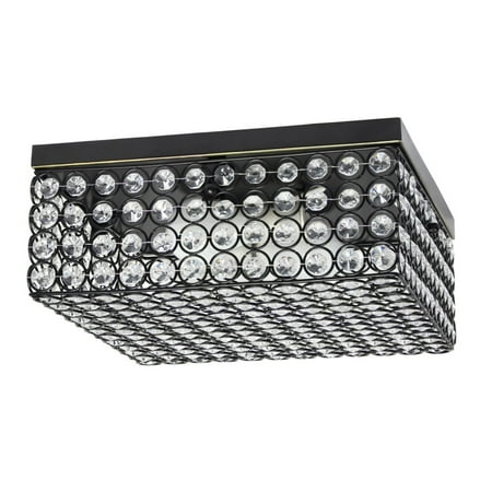 

Elegant Designs 12 Inch Elipse Crystal 2 Light Square Ceiling Flush Mount Restoration Bronze