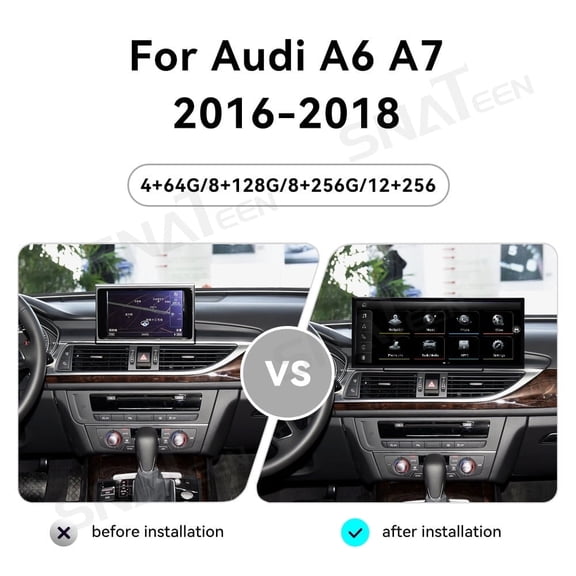 SNATEEN 15.8 inch Carplay Screen Radio Multimedia Player for Audi A6 A7 2016 2017 2018 Models Universal Car Navigation GPS Upgrade Headunit Android Display Video 1080P Touch Screen Replace System