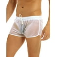 thumbnail image 3 of Fldy Men's Mesh Sheer See Through Boxers Shorts Drawstring Breathable Swim Trunks Underwear White XXL, 3 of 6