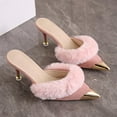 thumbnail image 6 of Xfvqtps Womens Metallic Accent Pointed Toe Mule Heels Slip On Party Shoes Evening Dress Sandals Comfortable, 6 of 9