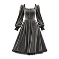 thumbnail image 4 of Halloween Gothic Dresses for Women Fall Winter Square Neck Lace Slim Velvet Dress Elegant Vintage Gothic Party Outfit, 4 of 4