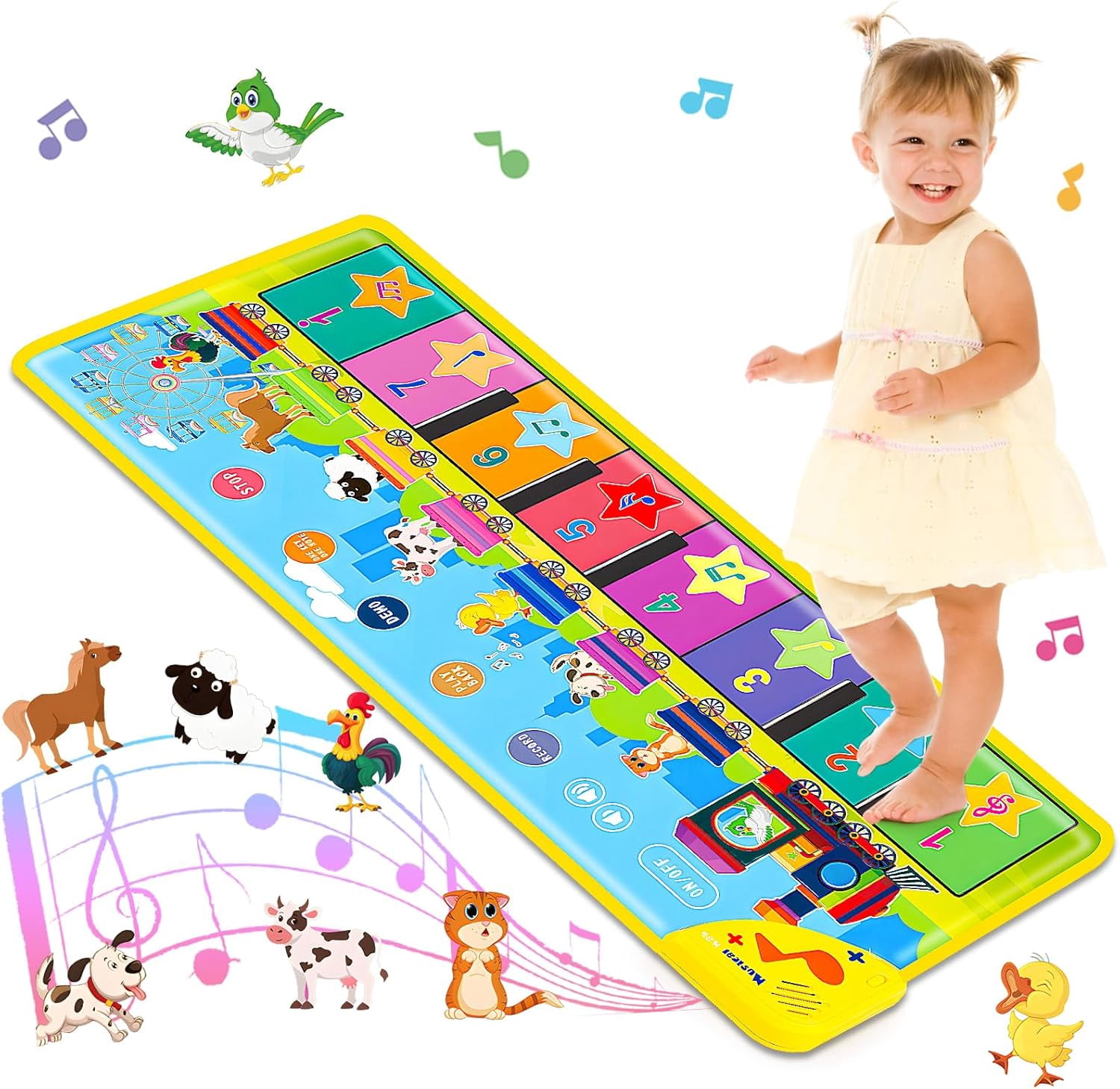 Floor Piano Mat for Toddlers 1-3 with 34 Music Sounds Educational Baby Musical Toys Toddler Toys Age 1-2 Sensory Interactive Learning Toys for 1 2 3 Year Old Boy Girl Birthday Gifts
