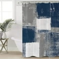 thumbnail image 4 of Fabric Shower Curtain for Bathroom, Oil Painting Art Blue Custom Shower Curtain Set with Hooks, Luxury Bathroom Curtains, Abstract Gray Geometric Waterproof Polyester Bathroom Accessories, 36x72inch, 4 of 6