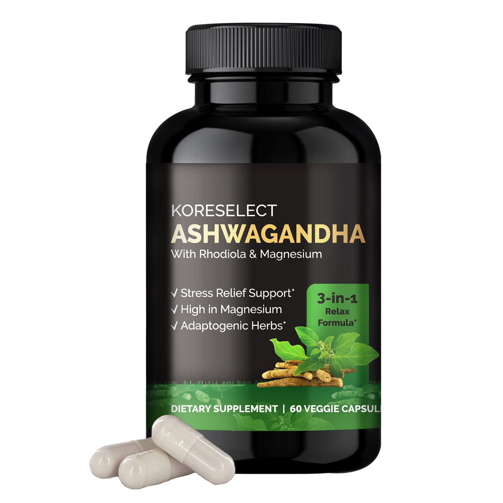 KORESELECT Ashwagandha Capsules with Magnesium & Rhodiola Rosea 5