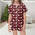 thumbnail image 2 of WEAIXIMIUNG Kids' Christmas Classic Print Button Down Collar Short Sleeve Top & Shorts Pajama Set 10-11 Years, 2 of 5
