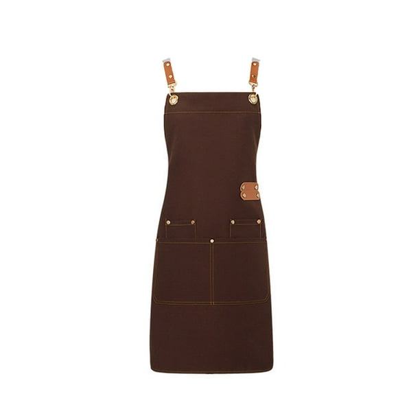 Delantal genérico de cocina impermeable con uniforme de trabajo, regalo para barbacoa, color café oscuro.