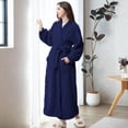 thumbnail image 5 of AMITOFO Long Robes for Women, Soft Fluffy Fleece Bath Robe with Front Pocket, Winter Warm Plush Lapel Women's Robes, Adjustable Belt, 5 of 8