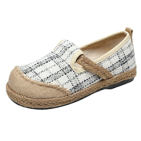 Holiday Savings Deals! Kukoosong Womens Comfort Flats Women Ethnic Style Embroidered Single Shoes Soft Comfortable and Breathable Retro Casual Shoes for Women White 35