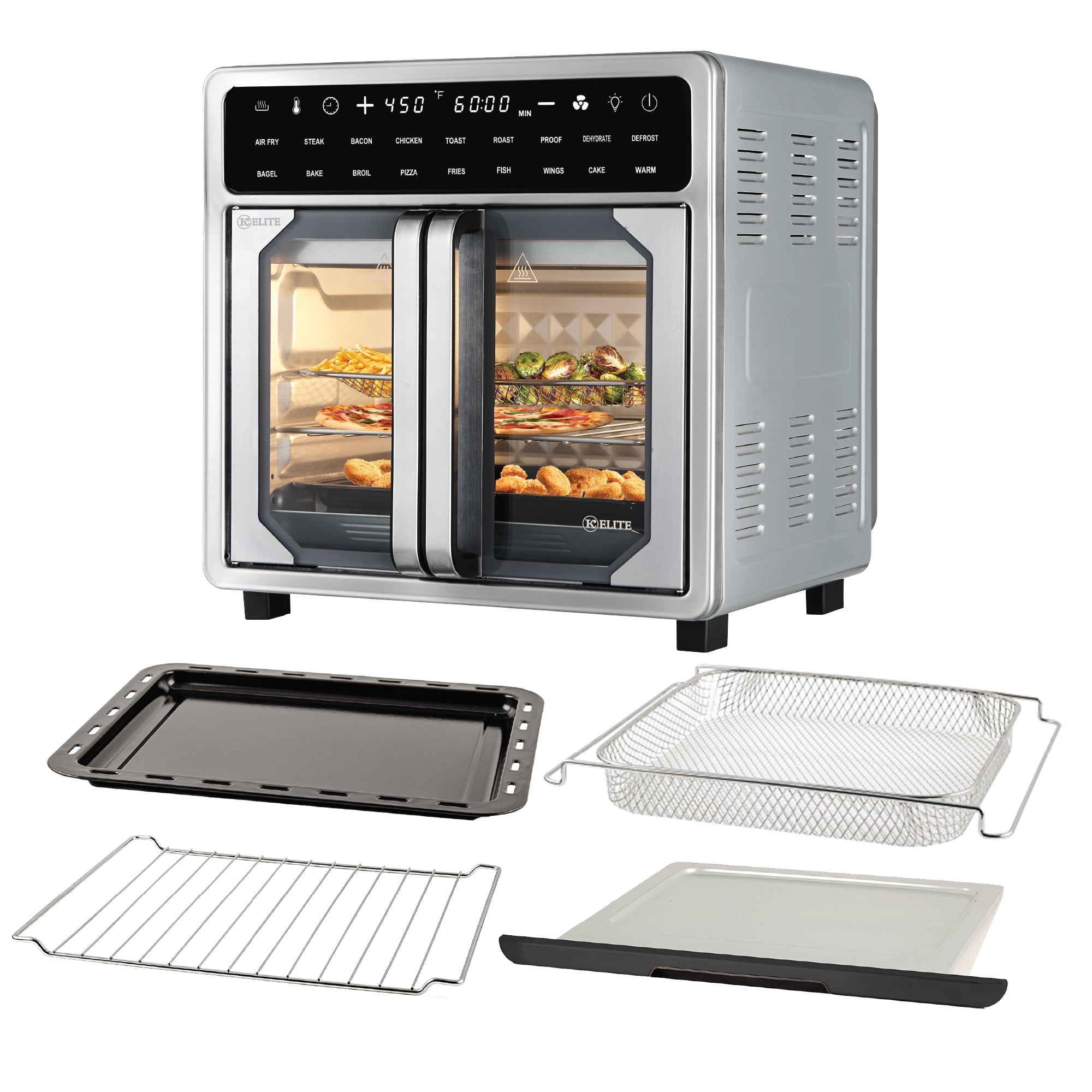 Kitchen Elite 16 Qt French Door Air Fryer Oven, Countertop Cooker with LED Display