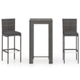 thumbnail image 2 of vidaXL 3 Piece Patio Bar Set with Cushions Poly Rattan Gray, 2 of 5