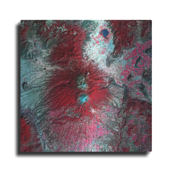 Luxe Metal Art 'Earth as Art: Colima Volcano' Metal Wall Art, 24"x24"
