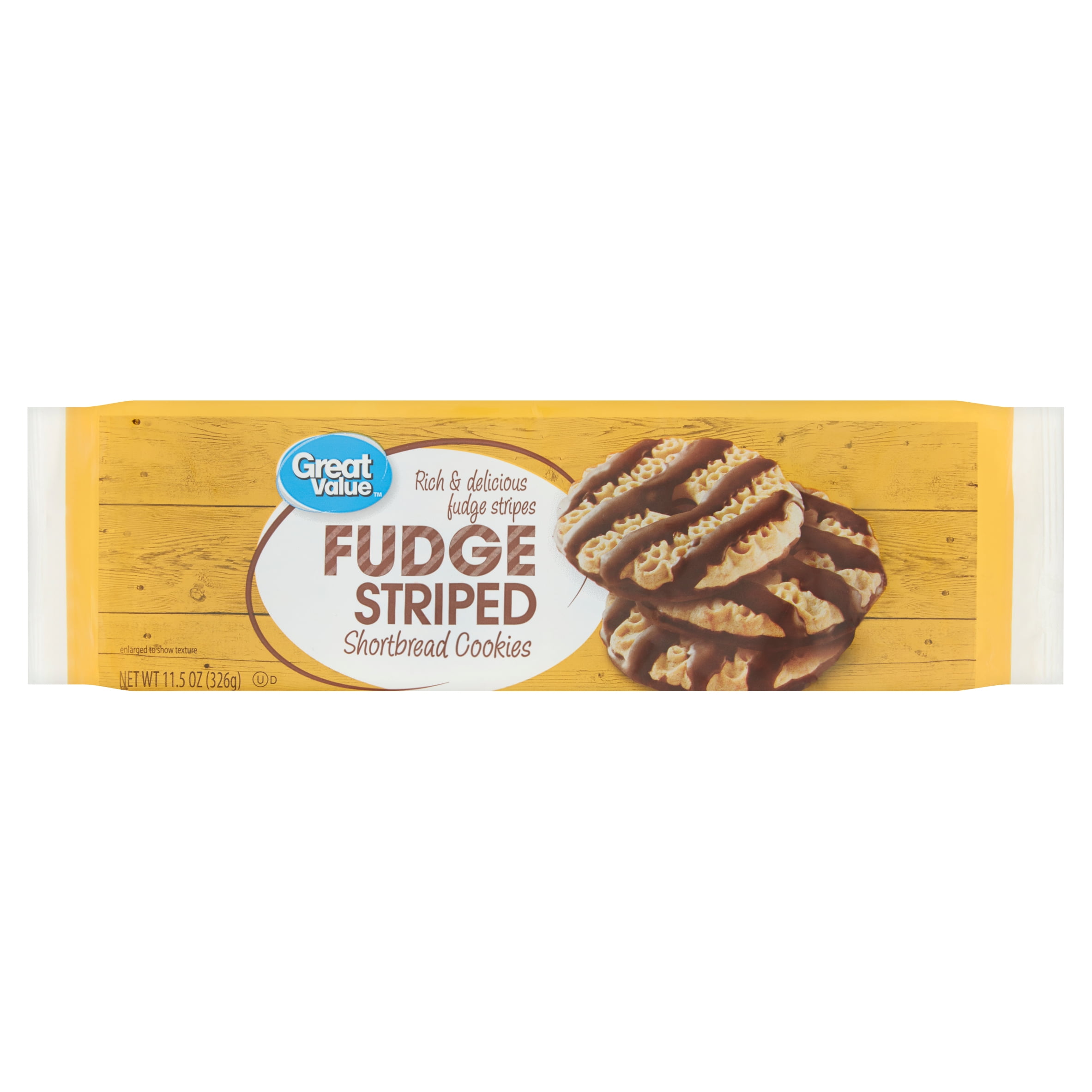 Great Value Fudge Striped Shortbread Cookies, 11.5 oz