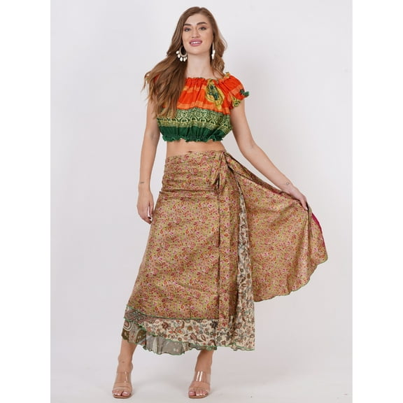 Wevez® Pack of 3 Pcs Original Two Layer Printed Wrap Around Skirts (Plus Size)