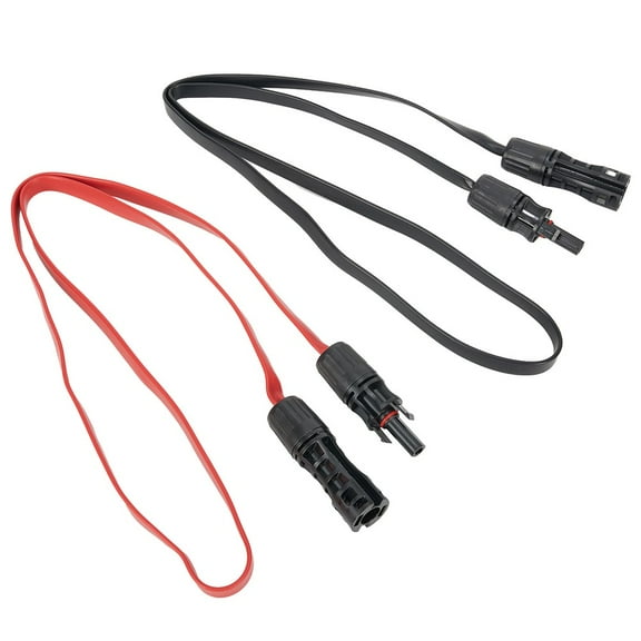 2Pcs Solar Extension Cable With Connector 1Meter 4Mm2 1500V/50A Pv Solar Cable Photovoltaic Wire Flexible Flat Solar Cables
