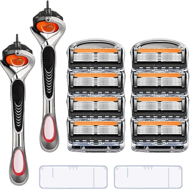 48-Piece Men's/Women Razor Blade Replacement Set with Free Handle, Long Handle Double Edge Safety Razor, Ultra Sharp Stainless for Smooth Shaving for Face Head Body, Ideal Gift(2SET-8PCS)