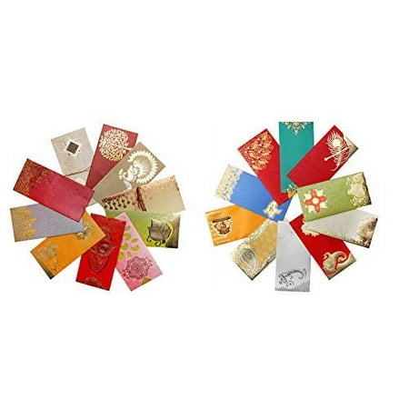 AVADOR Premium Shagun Gift Envelope (Pack of 20) Assorted Color Designs Money Holder Card Fancy Packet for Christmas Diwali Rakhi Easter Birthday Wedding Anniversary Designer Invitation Envelopes