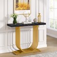 thumbnail image 1 of Tribesigns Modern Console Table, 40 Inch Modern Black Faux Marble Entryway Table with Gold Base, Narrow Accent Sofa Table with Geometric Metal Legs for Living Room, Hallway, Entrance, 1 of 5
