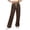 Brown, variant on Women's Casual Solid Color Lace Up Straight Leg Sports Slacks - Korean Silk - Size S/M/L/XL/XXL/XXXL