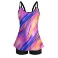 thumbnail image 5 of Two Piece Tankini Swimsuits for Women Strappy Swimwear with Boyleg Shorts Modest Bathing Suits Plus Size, M Purple #A, 5 of 6