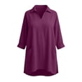 thumbnail image 3 of Bixock Women's Maternity Tops Long Sleeve Shirts V Neck Cotton Linen Loose Pregnant Casual Blouse with Pockets Soft Breathable Daily Wear Maternity Clothings, 3 of 7