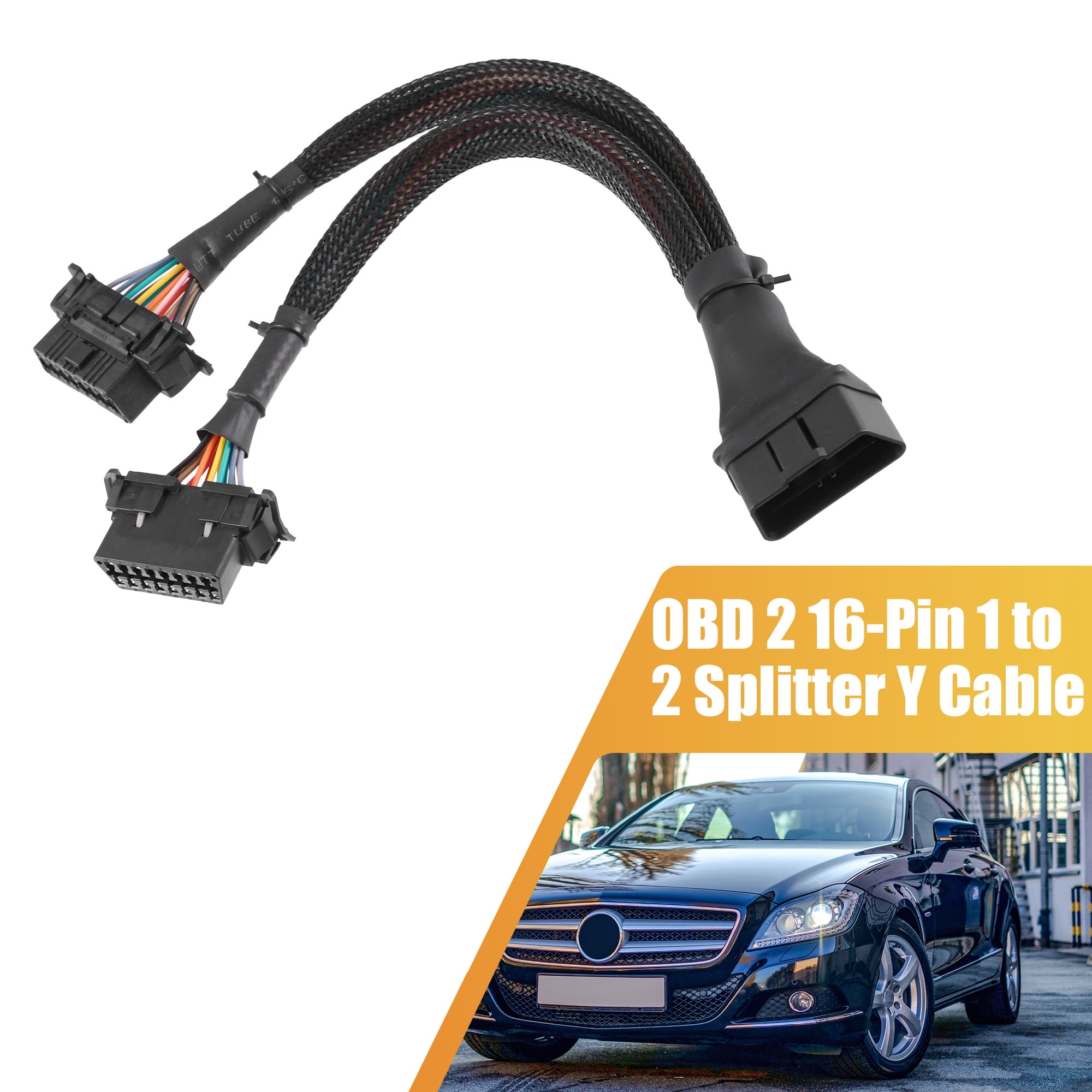 Unique Bargains OBD 2 16-Pin Splitter Y Cable Diagnostic Tool Adapter for GPS Tracker