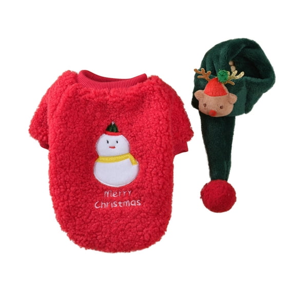 Christmas Soft Warm Winter Doggie Sweater with Scarf for Small Medium Puppy Dogs
