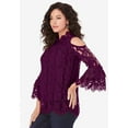 thumbnail image 3 of Roaman's Women's Plus Size Lace Cold-Shoulder Top, 3 of 4