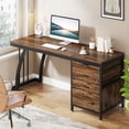 thumbnail image 1 of Tribesigns 59 Inch Computer Desk with 3 Drawers, Brown Industrial PC Desk with File Storage, 1 of 5
