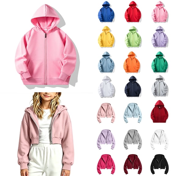 Bovxnpu Toddler Girl Boy Fall Outfits, Girl's Active Jacket Lightweight Hooded Zipper Jackets with Pocket Fall Clothes Outwear 5-6 Years