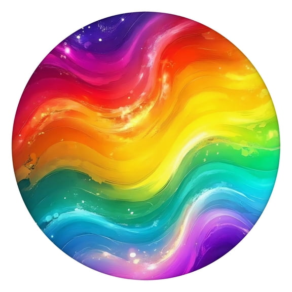 Colorful Tie Dye Wave Pattern Round Fitted Tablecloth with Elastic Edge,Dining Table Cover Waterproof,Outdoor Round Tablecloth for Camping,Dining,Indoor and Outdoor