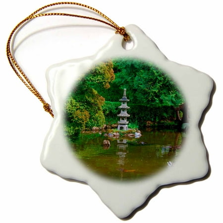 Tea Garden Golden Gate Park - 3dRose USA, California. Japanese Tea Garden, Golden Gate Park, San Francisco., Snowflake Ornament, Porcelain, 3-inch