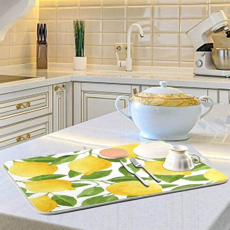Lemon Yellow Tree Dish Drying Mat for Kitchen Absorbent Microfiber Drying Pad Dish Mat 24 X 18 Walmart