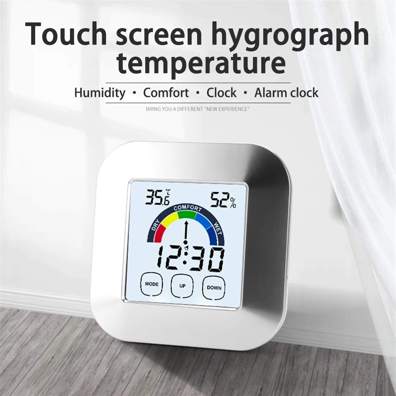LCD Digital Temperature and Humidity Meter Wireless Temperature and Humidity Monitor Touch Electronic Weather Clock Backlight ,High Precision