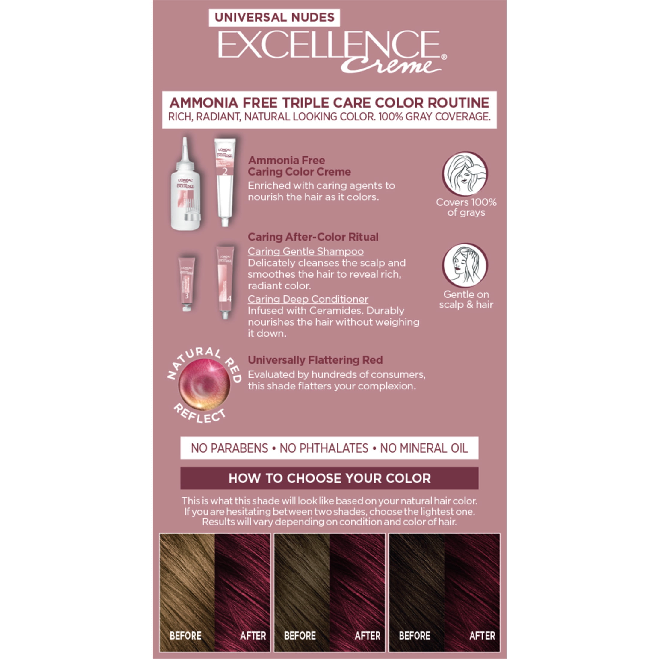 L'Oreal Paris Excellence Creme Permanent Triple Protection Hair Color, Core Natural Dark Red, 1 Kit