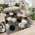 thumbnail image 3 of Marble Black And White Area Rug - Non-Slip Floor Carpet For Living Room, Bedroom, Office, Kids Room - Home Decor, Soft Fluffy Low-Pile, Non-Shedding, Machine Washable, 3 of 7