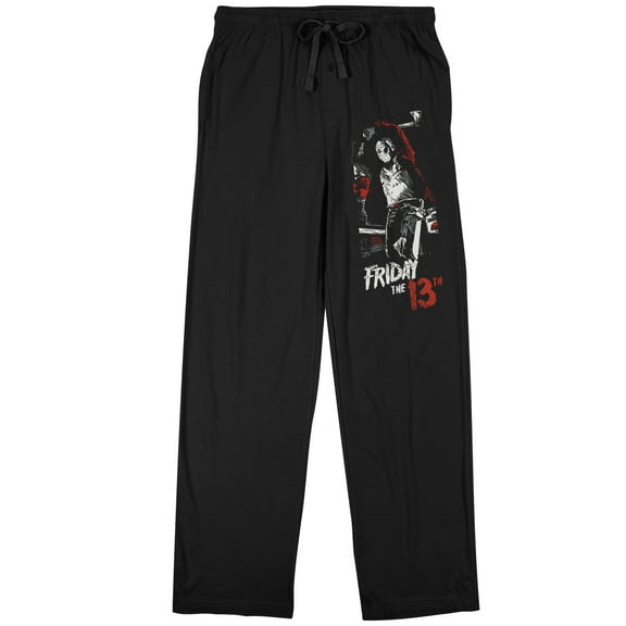 Friday the 13th Jason Voorhees With Axe Men's Black Sleep Pants-Medium