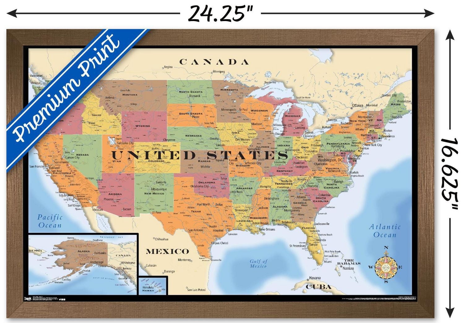 Map - USA Wall Poster