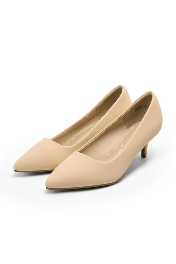Womens Low Heel Stiletto Pump Shoes Round Toe Slip On Dress Work Party Shoes