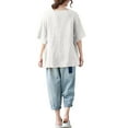 thumbnail image 6 of Fanxing White Elbow Sleeve Tshirts Loose Fitting Blouses Dressy Casual Vacation Tunic Tops, 6 of 6