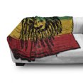thumbnail image 3 of Lion Soft Flannel Fleece Throw Blanket, Portrait on Jamaican Flag with Rasta Mane Savannah Animal, Cozy Plush for Indoor and Outdoor Use, 60" x 80", Green Earth Yellow, by Ambesonne, 3 of 6
