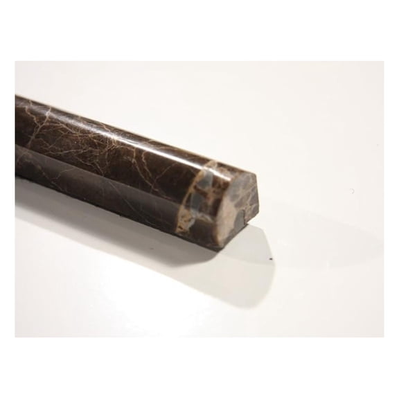 Dark Emperador Marble Pencil Tile - 3/4x12 Bullnose Trim - Polished Brown Marble for Kitchen, Bathroom, Pool & Spa - Natural Stone Wall & Floor Tile