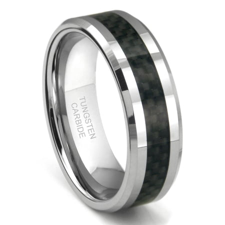 Andrea Jewelers Tungsten Carbide Black Carbon Fiber Wedding Band Ring Sz 10.0