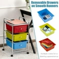 thumbnail image 5 of Giantex 3-Drawer Rolling Storage Cart, Metal Frame Scrapbook Paper Organizer Cart, Mobile File Utility Cart for School, Office, Home, Dorm, Multicolor, 5 of 8