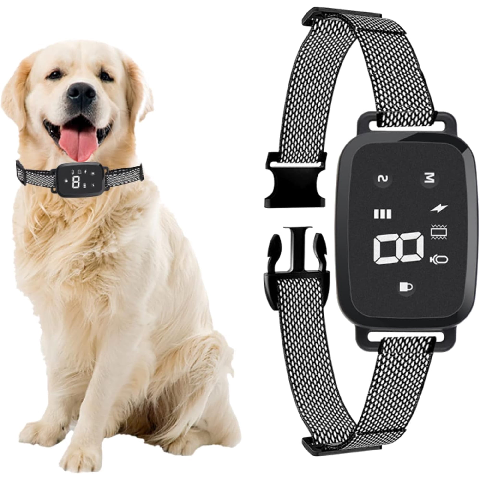 Dog Bark Collar Rechargeable Smart Barking Collar Anti Barking Training Collar with Sensitivity Beep Vibration Shock Bark Shock Collar for Large Medium Small Dogs